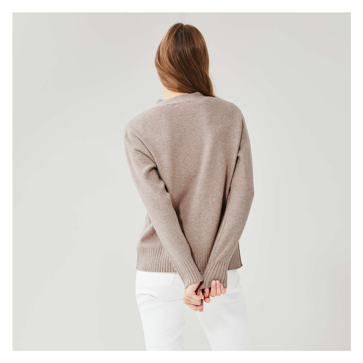 Cardigan in Light Brown Mix from Joe Fresh